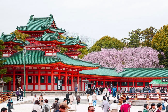 Đền Heian-jingu thời điểm tốt nhất để tham quan là vào mùa xuân