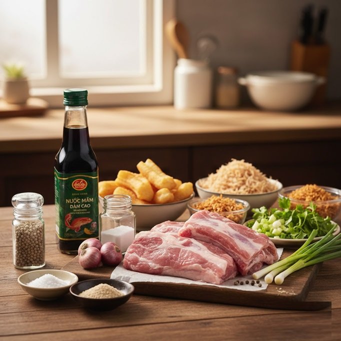 Phần sườn và nước dùng