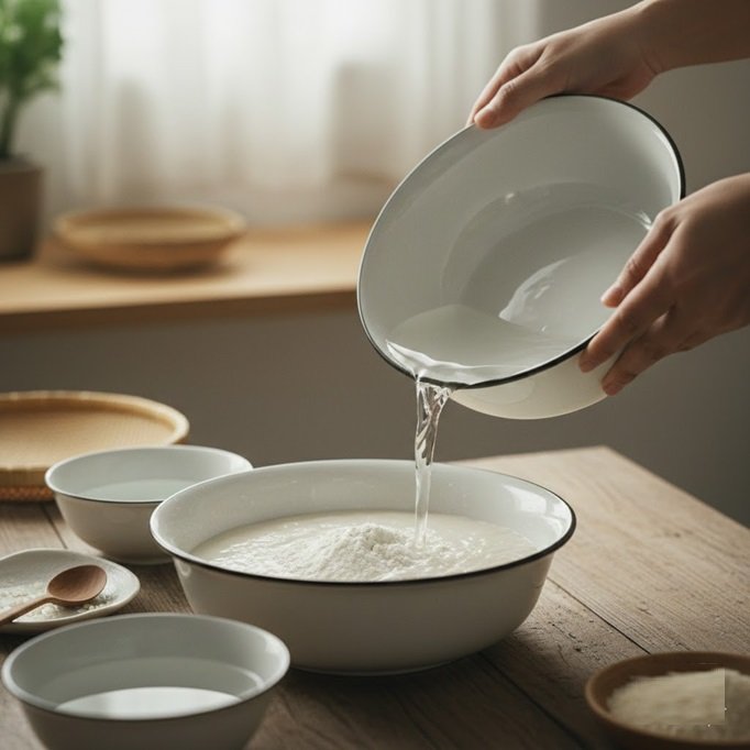 Kỹ thuật ngâm và lọc bột gạo