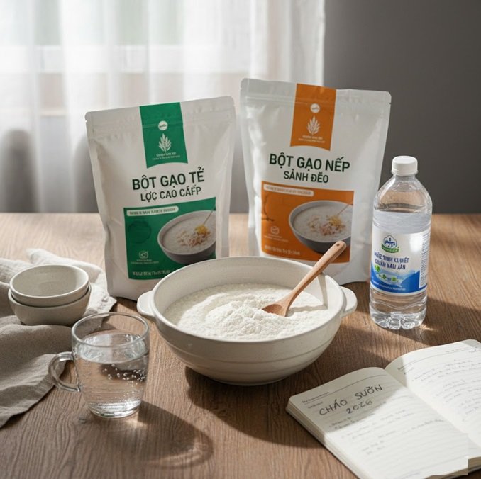 cháo sườn từ bột gạo