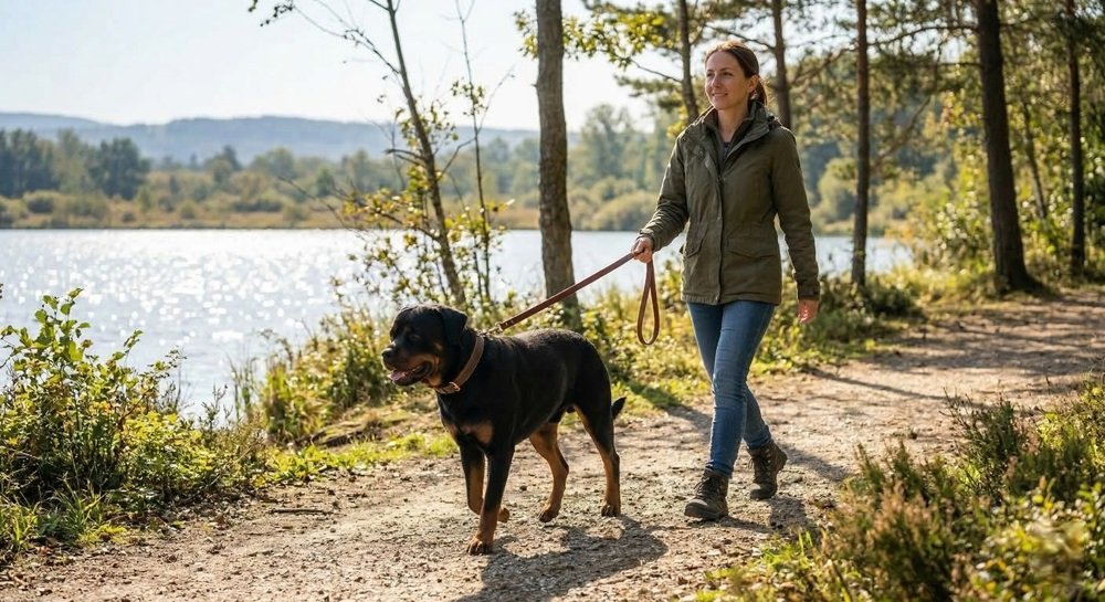 chó Rottweiler đi dạo