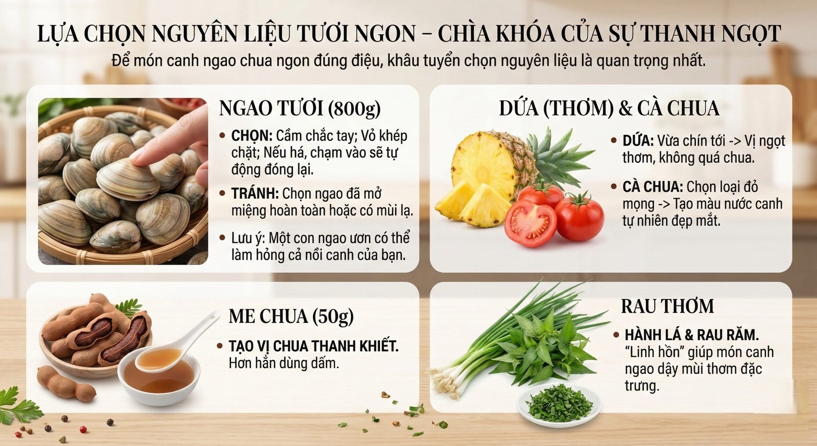Lựa chọn nguyên liệu tươi ngon