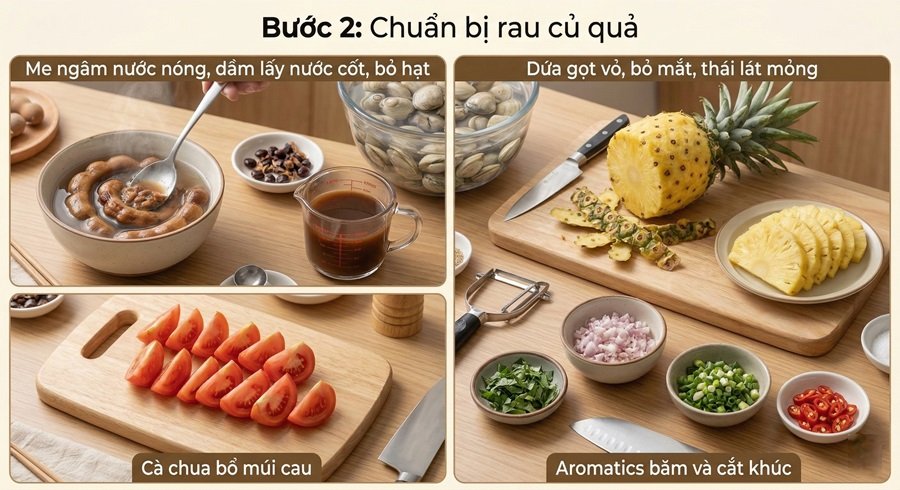 Bước 2: Chuẩn bị rau củ quả