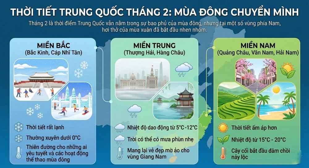 Thời tiết Trung Quốc tháng 2: Mùa đông chuyển mình