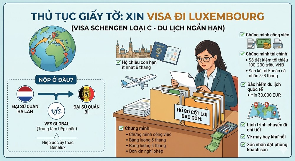 Thủ tục giấy tờ: Xin Visa đi Luxembourg