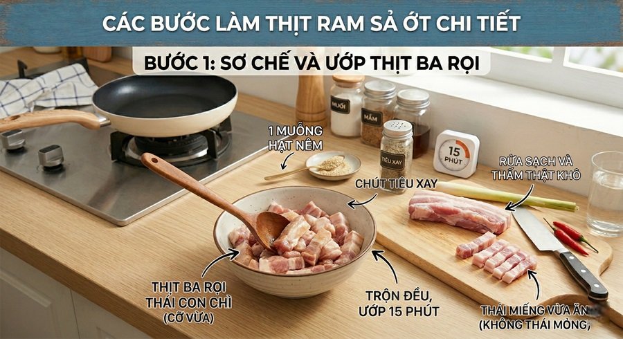 Cách Làm Thịt Ram Sả Ớt Đậm Đà