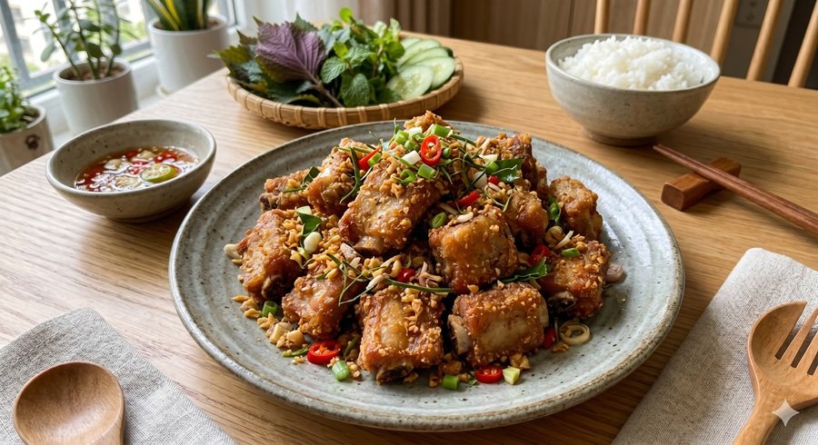 Cách Làm Sườn Rang Muối Vàng Giòn