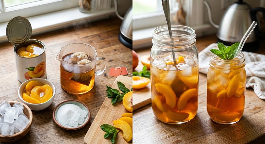 Chuẩn bị nguyên liệu làm trà đào cam sả