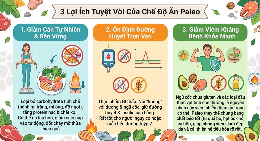 Lợi Ích Tuyệt Vời Của Chế Độ Ăn Paleo