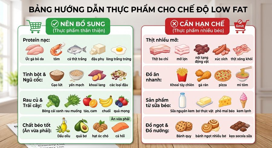 Thực Phẩm Cho Chế Độ Low Fat