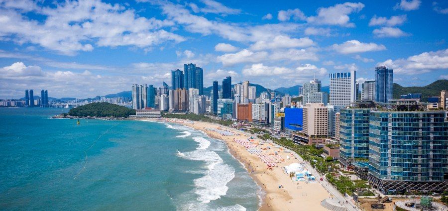 Các tòa nhà cao tầng và khách sạn ven biển Haeundae Busan