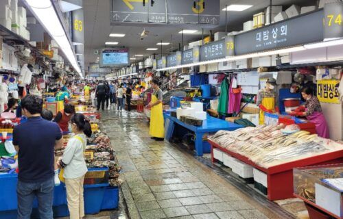 Chợ cá Jagalchi Busan với hải sản tươi sống bày bán
