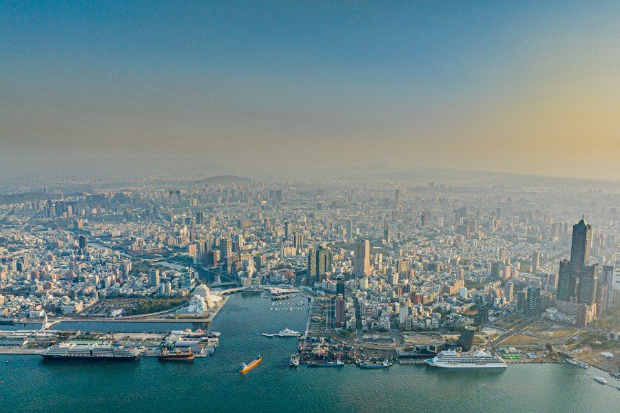 Toàn cảnh thành phố Cao Hùng, Đài Loan nhìn từ trên cao