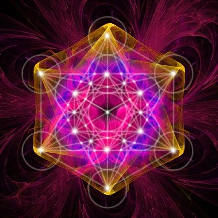 Khối lập phương Metatron với 13 vòng tròn và mạng lưới hình học