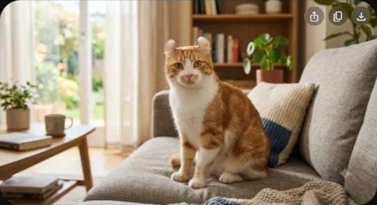 Hình minh họa AI mèo American Curl với đôi tai xoắn cong đặc trưng