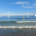 Toàn cảnh bãi biển Gwangalli với cầu Gwangan phía xa, Busan