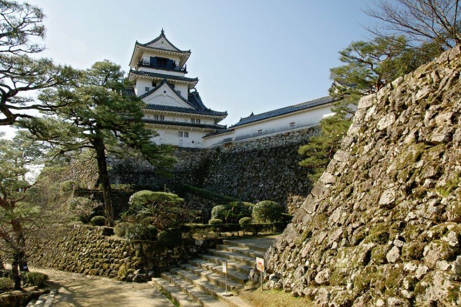 Toàn cảnh lâu đài Kochi với tháp chính nguyên bản trên đảo Shikoku