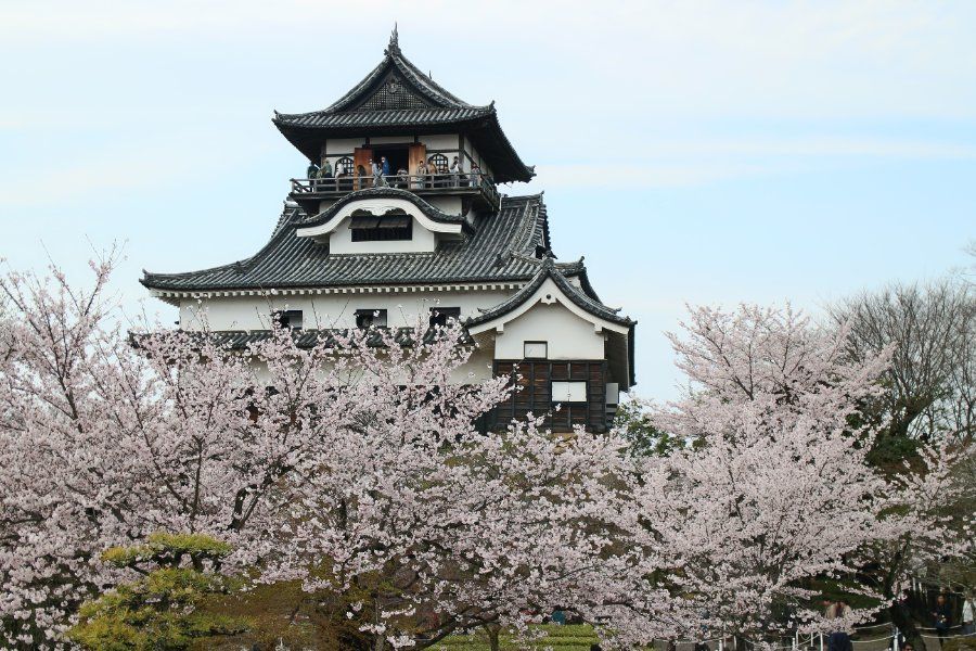 Cận cảnh tháp chính tenshu cổ kính của lâu đài Inuyama