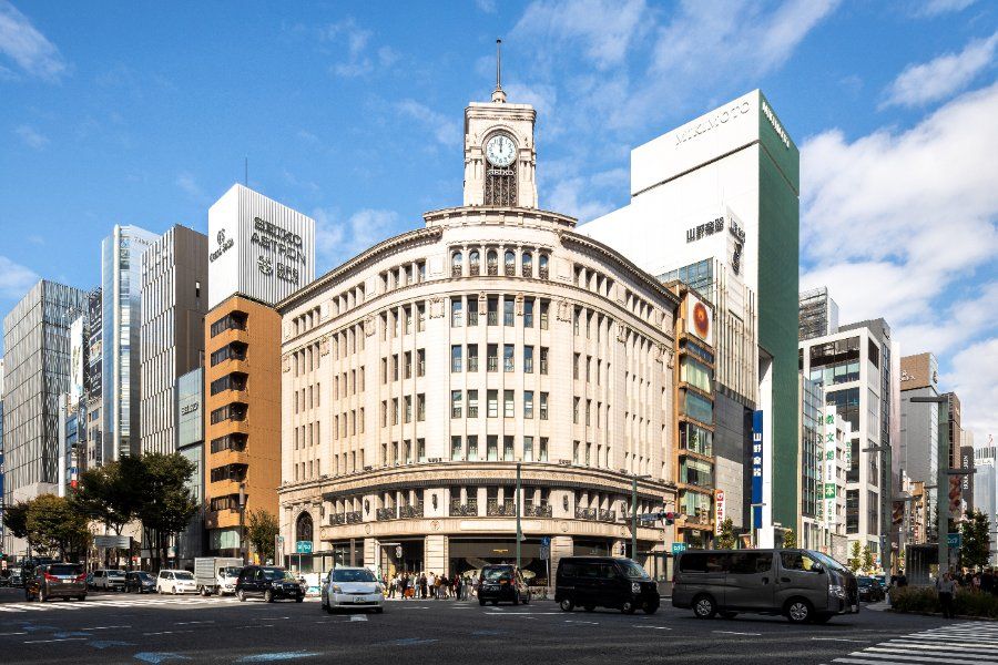 Tòa nhà Wako tháp đồng hồ Ginza Tokyo