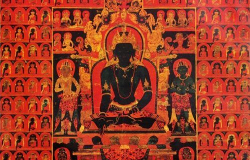 Tranh Thangka cổ vẽ Phật Akshobhya, thế kỷ 13, nghệ thuật Phật giáo Tây Tạng