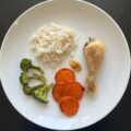 Dia an healthy bua toi voi ga, khoai lang, bong cai va com gao lut